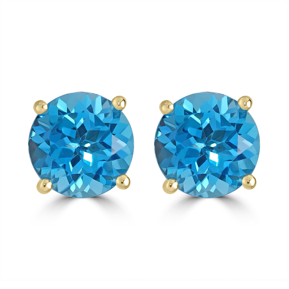 Aretes de Topacio Azul, Oro Blanco de 14kt