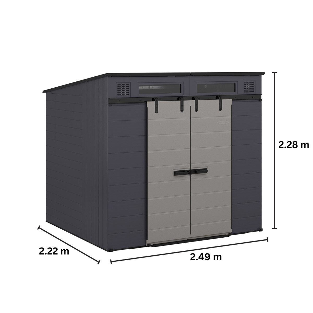 Suncast, Modernist Cobertizo de Almacenamiento de 2.4m x 2.1m con Puertas Corredizas Suncast, Modernist Cobertizo de Almacenamiento de 2.4m x 2.1m con Puertas Corredizas