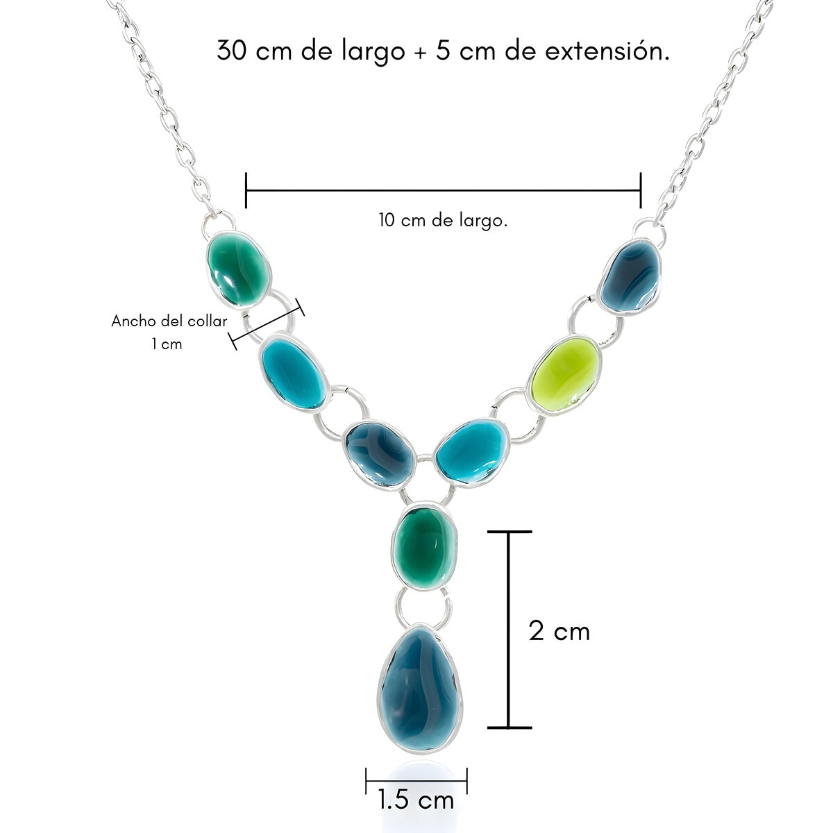 Tropicart, Juego de Collar, Aretes y Pulsera en Tonos Azules