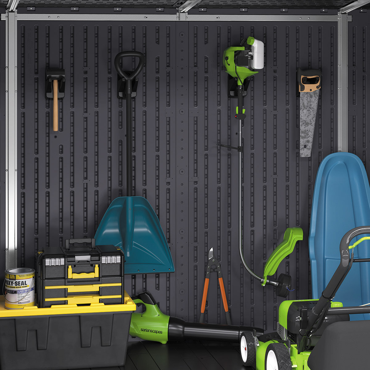 Suncast, Modernist Cobertizo de Almacenamiento de 2.4m x 2.1m con Puertas Corredizas Suncast, Modernist Cobertizo de Almacenamiento de 2.4m x 2.1m con Puertas Corredizas