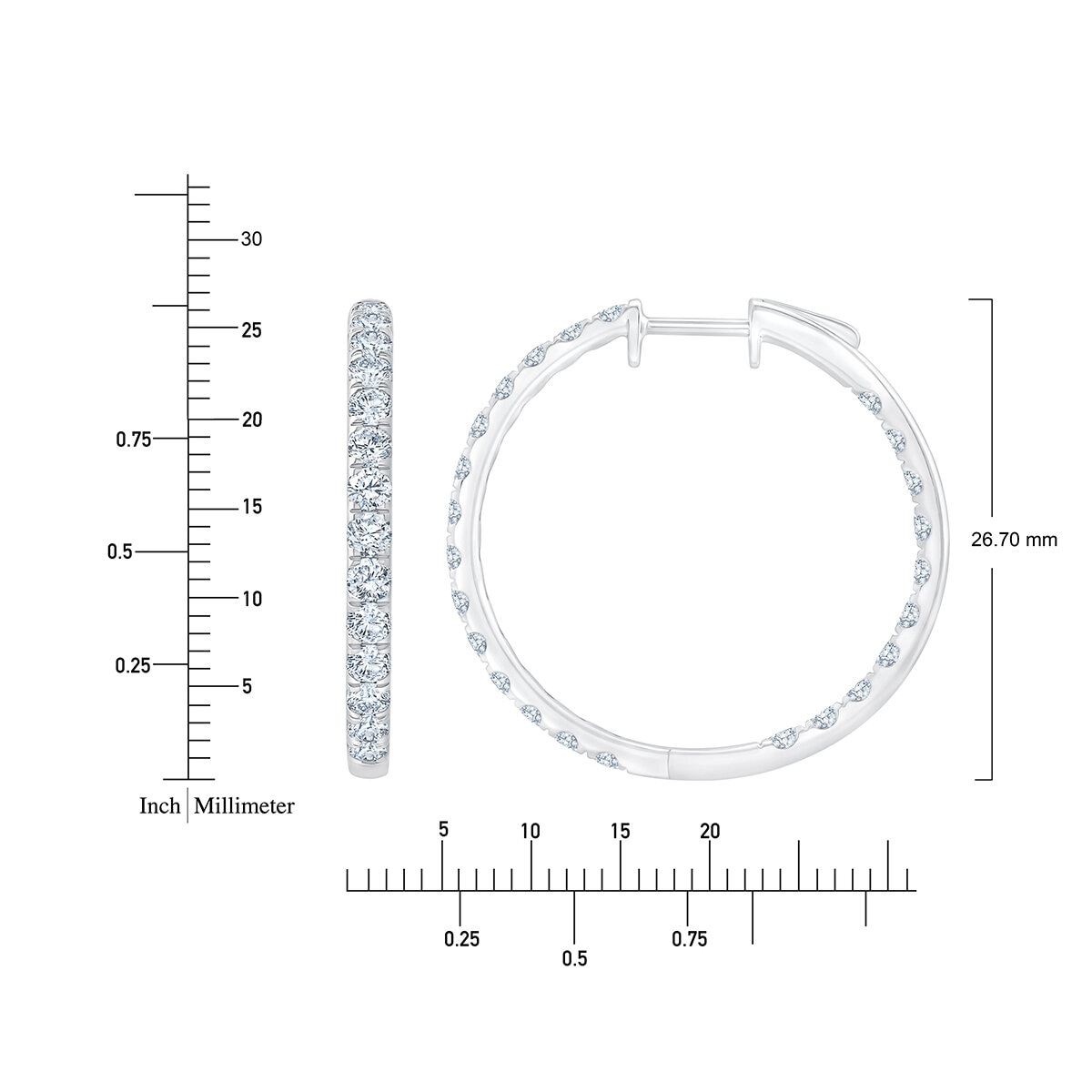 2.00ctw, Arracadas de Diamantes, Corte Redondo, Oro Blanco de 14K