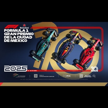 paquete fórmula 1 gran premio de méxico: boleto de entrada para 2 personas al gran premio de méxico del 24 al 26 de octubre 2025