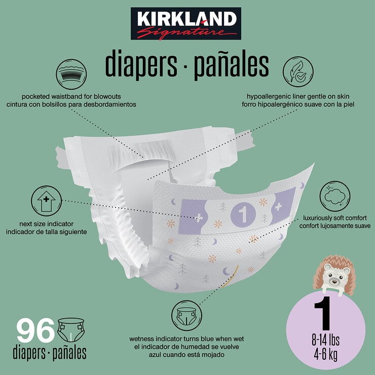 Kirkland Signature Pañales Etapa 1 Unisex 96 piezas Kirkland Signature Pañales Etapa 1 Unisex 96 piezas