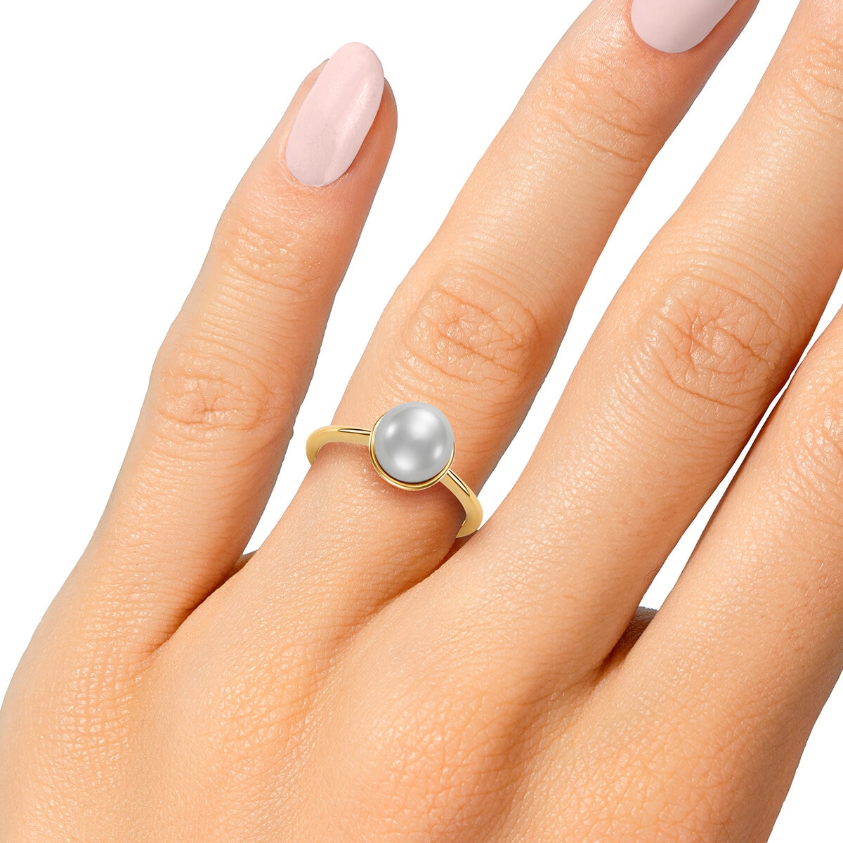 Anillo de Perla Cultivada, Oro Amarillo de 14K Anillo de Perla Cultivada, Oro Amarillo de 14K