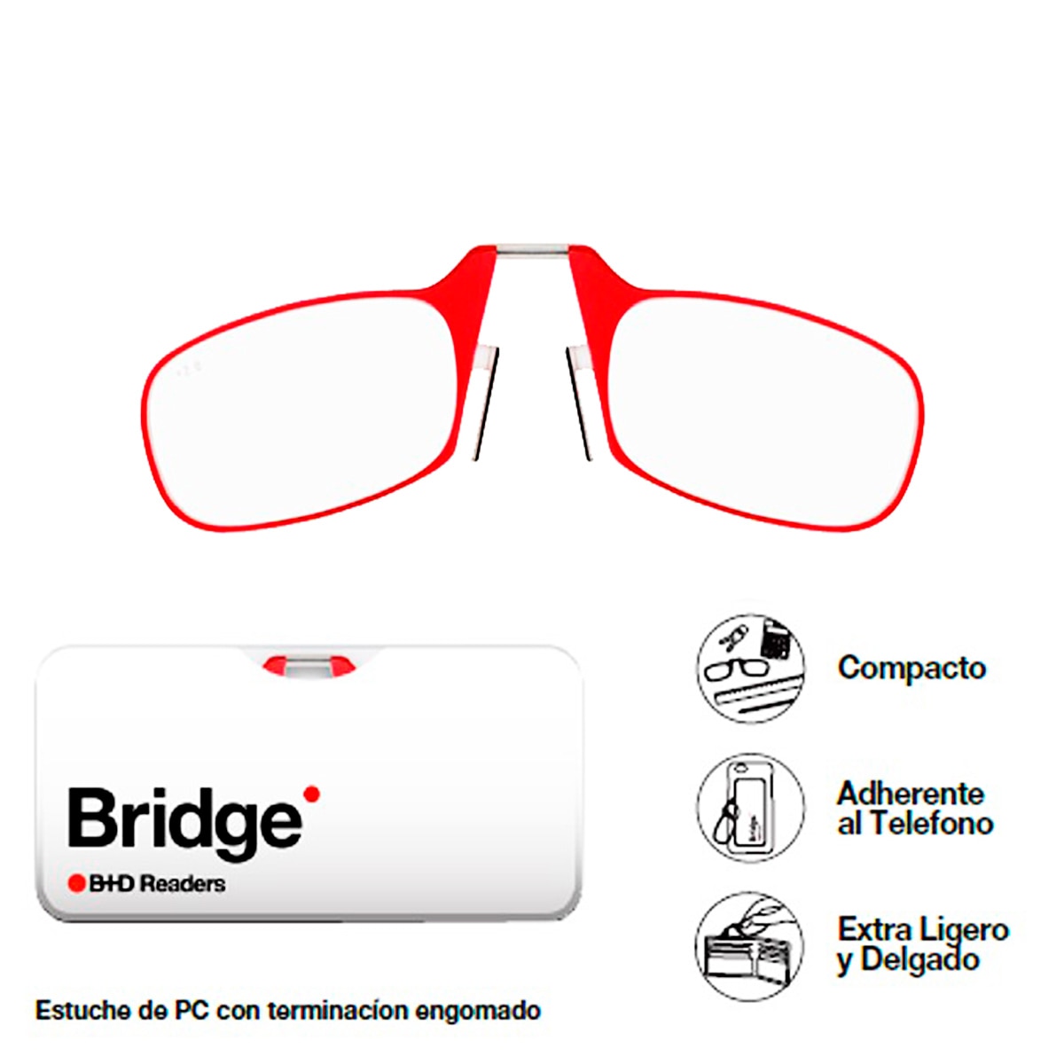 B+D Readers Bridge, Lentes Para Lectura Unisex, Rojo, +1.50