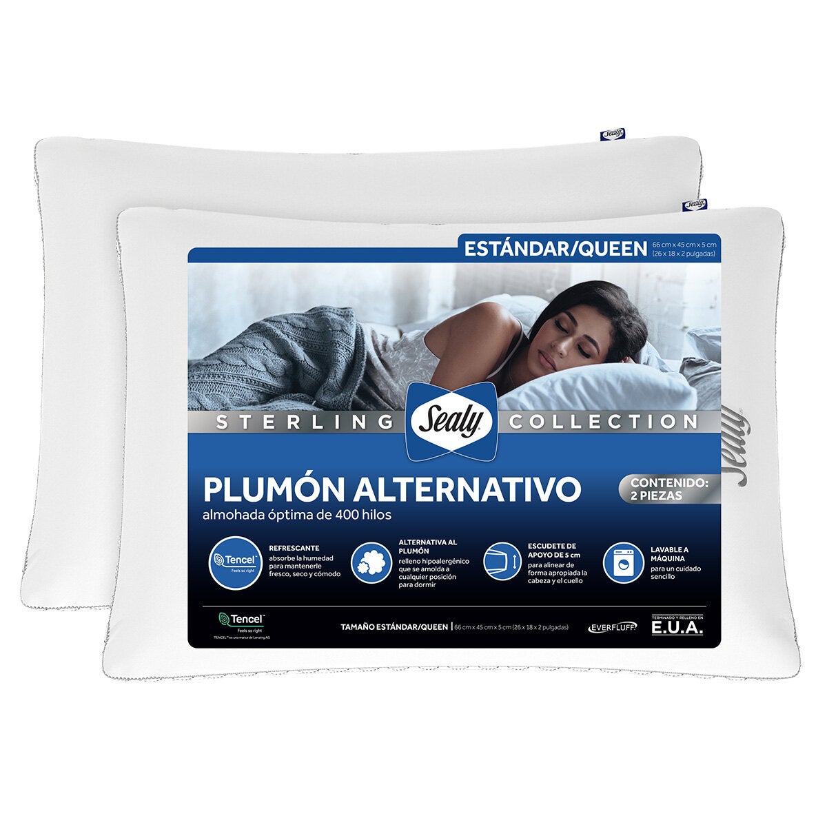 Sealy, Juego de 2 Almohadas de Plumón Alternativo Sealy, Juego de 2 Almohadas de Plumón Alternativo