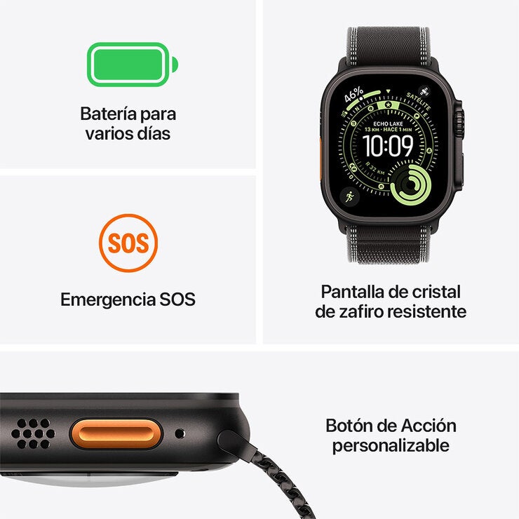 Apple Watch Ultra 3 (GPS + Celular) 49mm Titanio Negro + Correa Milanese Negro - Talla M Apple Watch Ultra 3 (GPS + Celular) 49mm Titanio Negro + Correa Milanese Negro - Talla M