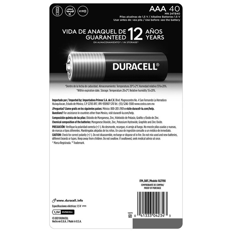 Duracell, Pilas AAA Power Boost de 40 piezas Duracell, Pilas AAA Power Boost de 40 piezas