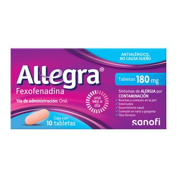 Allegra Tabletas 180mg 2 Cajas de 10 Tabletas c/u Allegra Tabletas 180mg 2 Cajas de 10 Tabletas c/u
