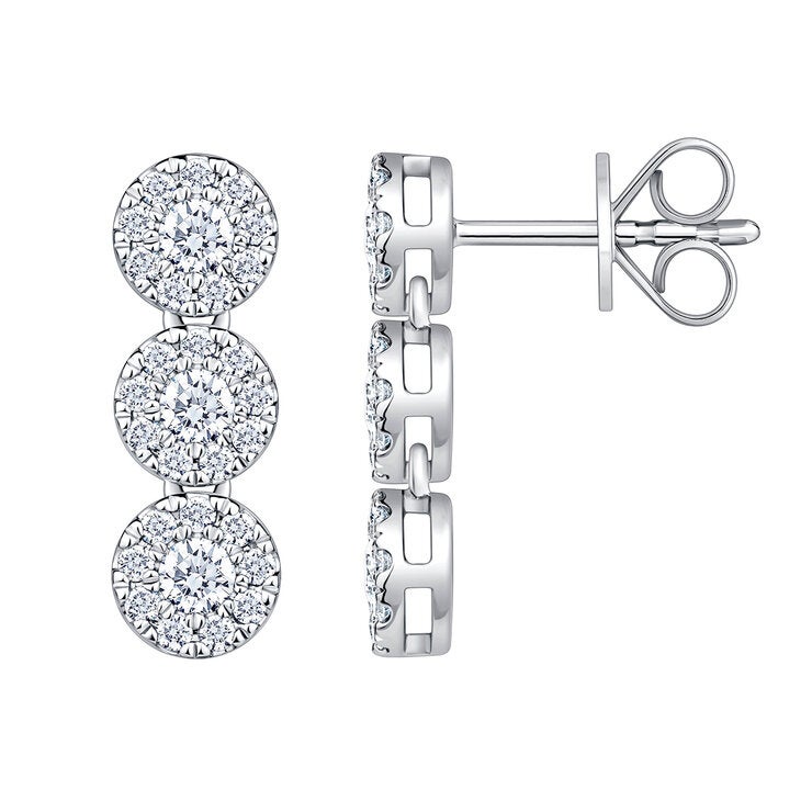Aretes Colgantes de Diamantes 0.70ctw, en Oro Blanco 14K Aretes Colgantes de Diamantes 0.70ctw, en Oro Blanco 14K