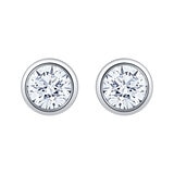 Aretes de Diamantes, 0.50ctw, Corte Redondo, Oro Blanco de 14K