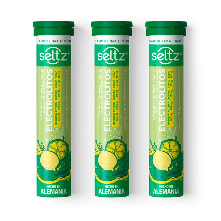 Seltz Electrolitos 3 Tubos de 13 Tabletas Efervescentes c/u Sabor Lima Limón Seltz Electrolitos 3 Tubos de 13 Tabletas Efervescentes c/u Sabor Lima Limón