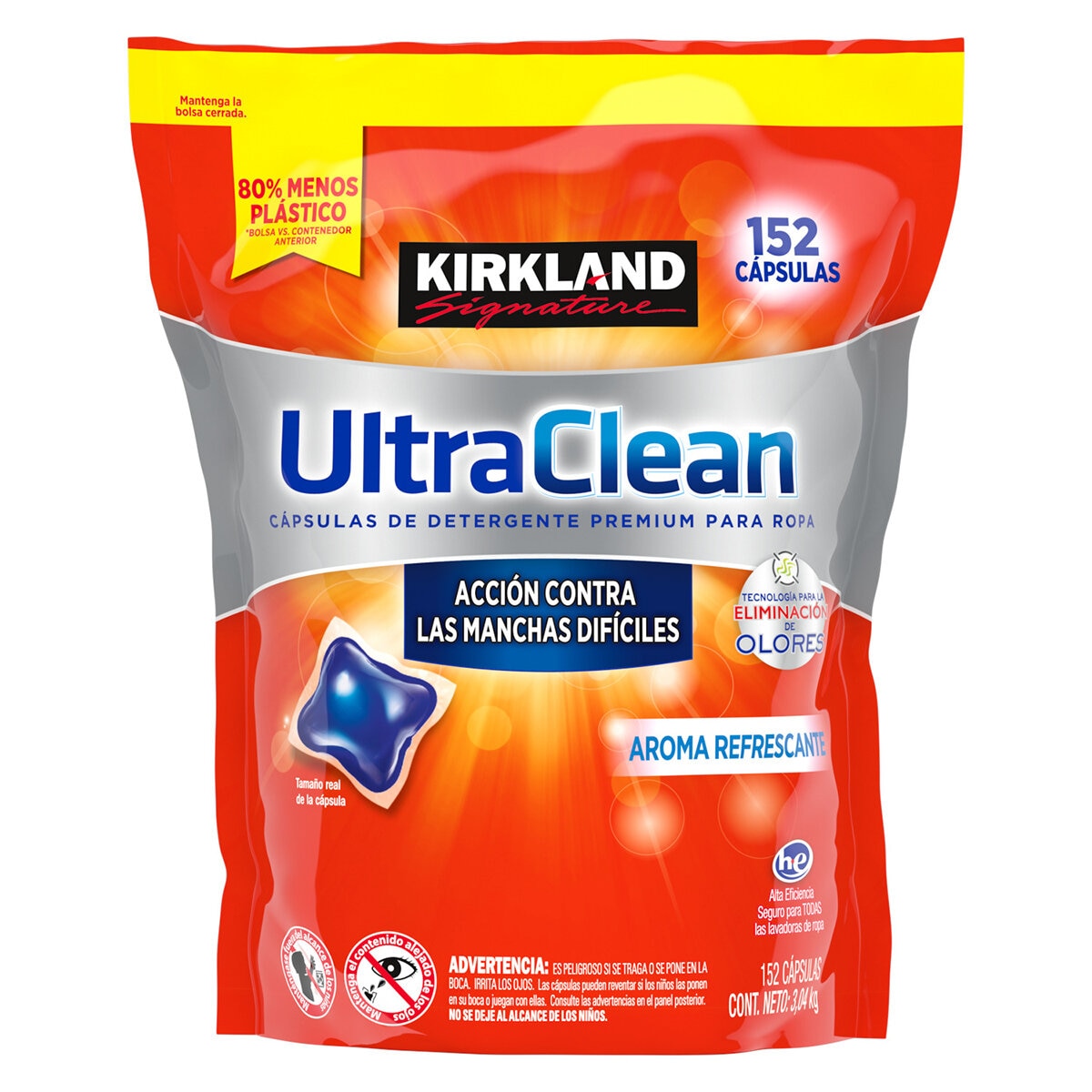 Kirkland Signature Ultra Clean Cápsulas de Detergente Premium para Ropa 152 pzas Kirkland Signature Ultra Clean Cápsulas de Detergente Premium para Ropa 152 pzas
