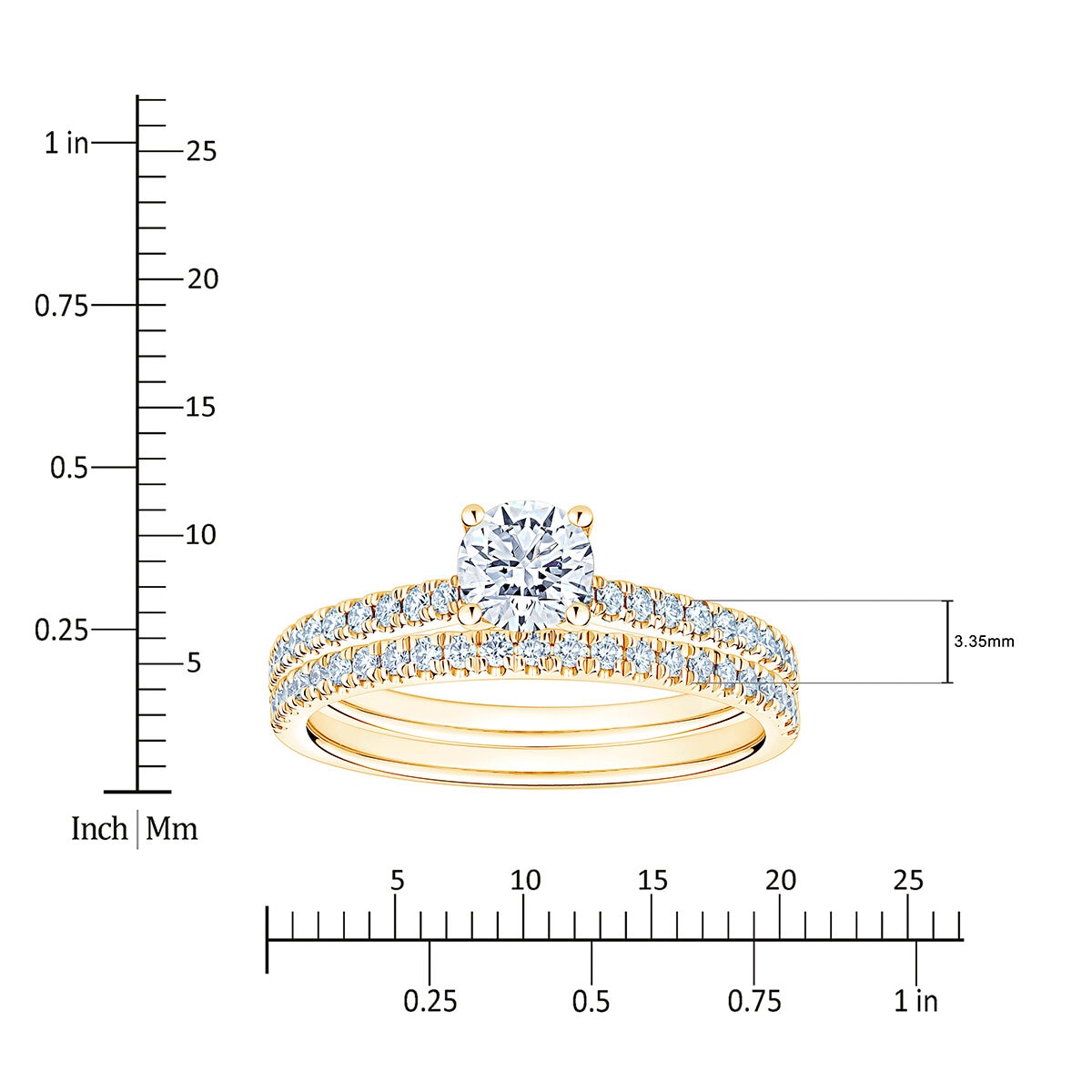 Anillo, 0.90ctw Diamantes, Oro Amarillo de 14K