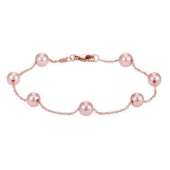 Pulsera de Perlas Cultivadas Agua Dulce, Rosas, 5.5-6.0mm, Oro Rosa de 14K Pulsera de Perlas Cultivadas Agua Dulce, Rosas, 5.5-6.0mm, Oro Rosa de 14K