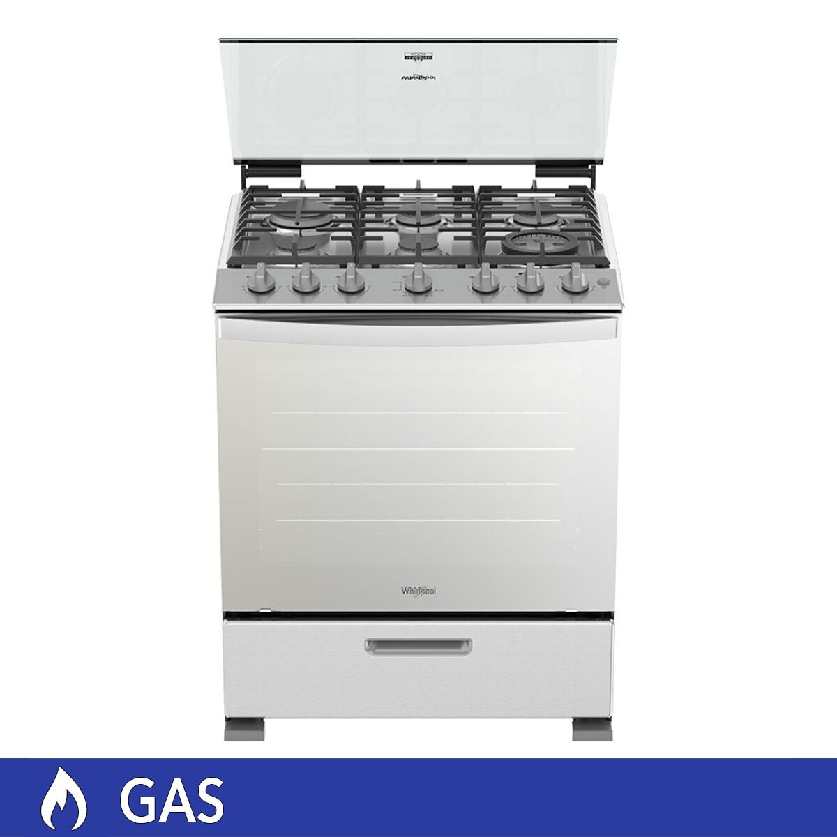 Whirlpool Estufa de gas con 6 quemadores de 76cm Whirlpool Estufa de gas con 6 quemadores de 76cm