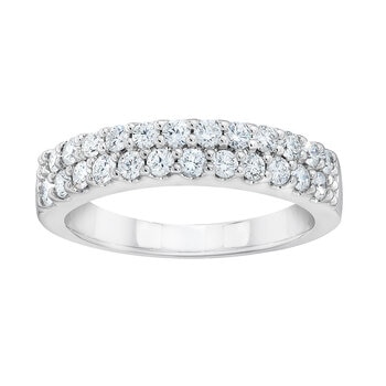 Anillo, Diamantes 0.70ctw, Doble Fila, Oro Blanco 14K Anillo, Diamantes 0.70ctw, Doble Fila, Oro Blanco 14K