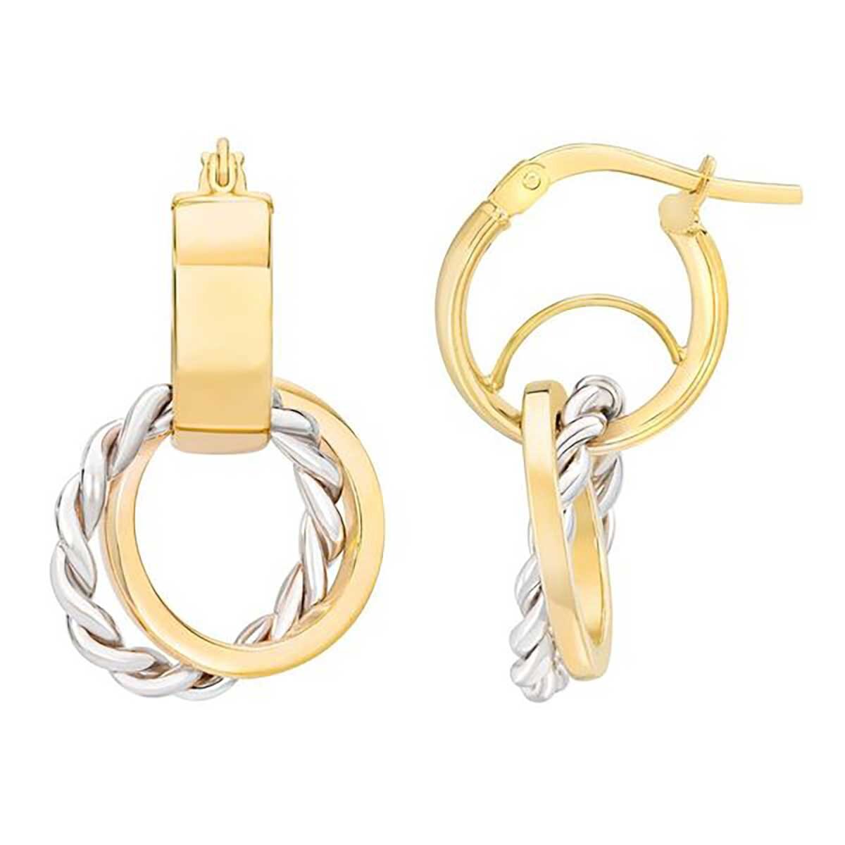 Arracadas, Oro Amarillo y Blanco de 14K