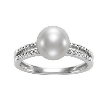 Anillo de Perla Cultivada, Oro Blanco de 14K Anillo de Perla Cultivada, Oro Blanco de 14K
