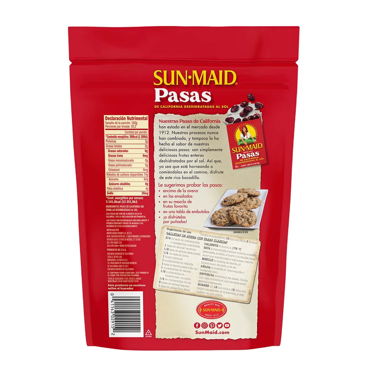 Sun Maid Pasas de California 2 pzas de 1 kg