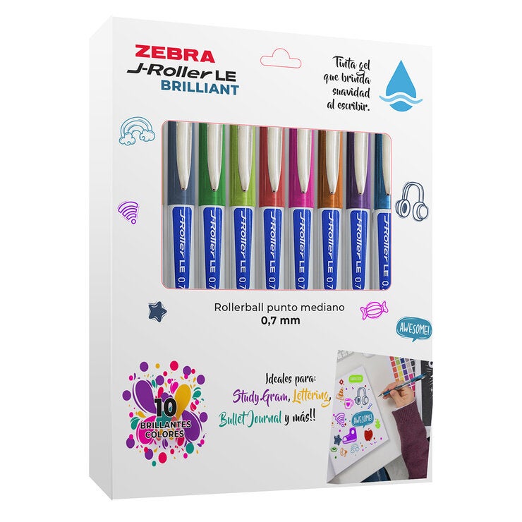 Zebra Bolígrafos J-Roller Tinta Gel 10 Piezas Zebra Bolígrafos J-Roller Tinta Gel 10 Piezas