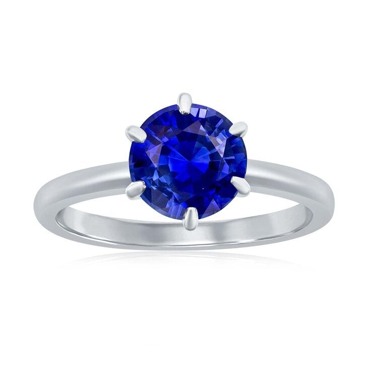 Anillo de Zafiro Azul, Oro Blanco de 14K Anillo de Zafiro Azul, Oro Blanco de 14K