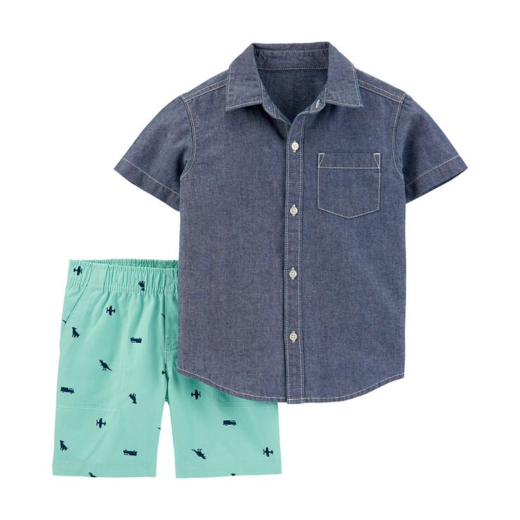 Carter S Conjunto Casual Para Ni O Piezas Menta Dinosaurios T