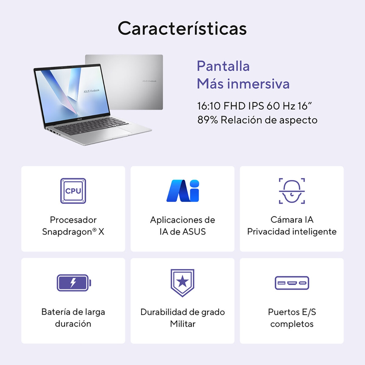 ASUS Vivobook 16 Laptop 16" Snapdragon X 16GB 512 GB SSD ASUS Vivobook 16 Laptop 16" Snapdragon X 16GB 512 GB SSD