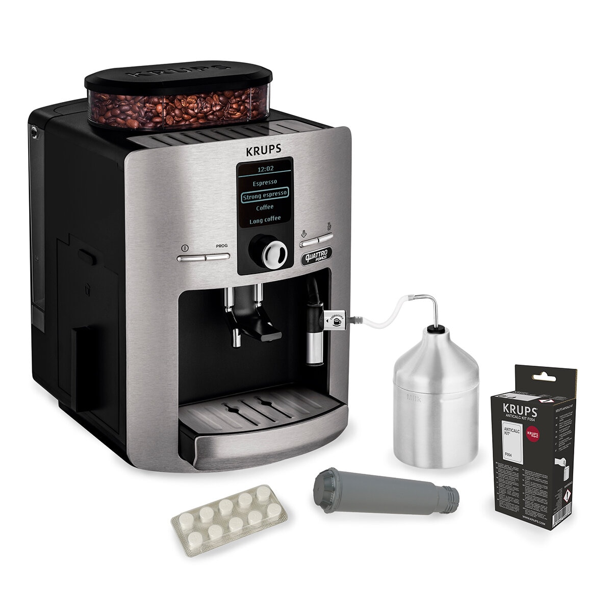 Krups Cafetera Automática Silver incluye kit de mantenimiento Krups Cafetera Automática Silver incluye kit de mantenimiento