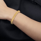 Pulsera Bizantina Pulida para Dama, Oro Amarillo de 14K de 19.05cm