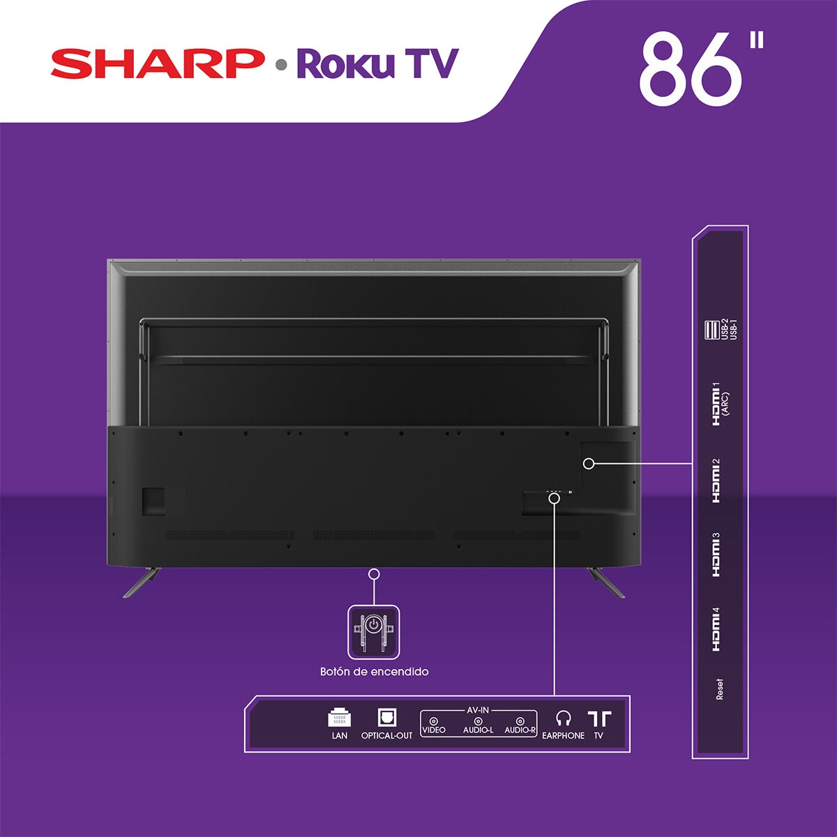 Sharp Pantalla 86" UHD Roku TV Sharp Pantalla 86" UHD Roku TV