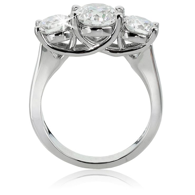 3.00ctw, Anillo de Tres Diamantes, Oro Blanco de 14kt 3.00ctw, Anillo de Tres Diamantes, Oro Blanco de 14kt