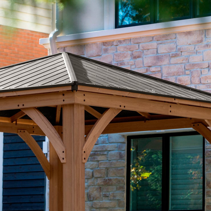 Yardistry pérgola de madera con techo de aluminio de 3.7m x 3.7m Yardistry pérgola de madera con techo de aluminio de 3.7m x 3.7m