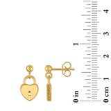 Aretes de Candado de Corazon, Oro Amarillo 14K Aretes de Candado de Corazon, Oro Amarillo 14K
