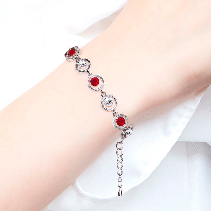 Mayfer, Pulsera con Cristal Austríaco, Rojo y Blanco Mayfer, Pulsera con Cristal Austríaco, Rojo y Blanco