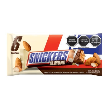 Snickers Almendra Barra de Chocolate con Leche 6 pzas de 43.4 g