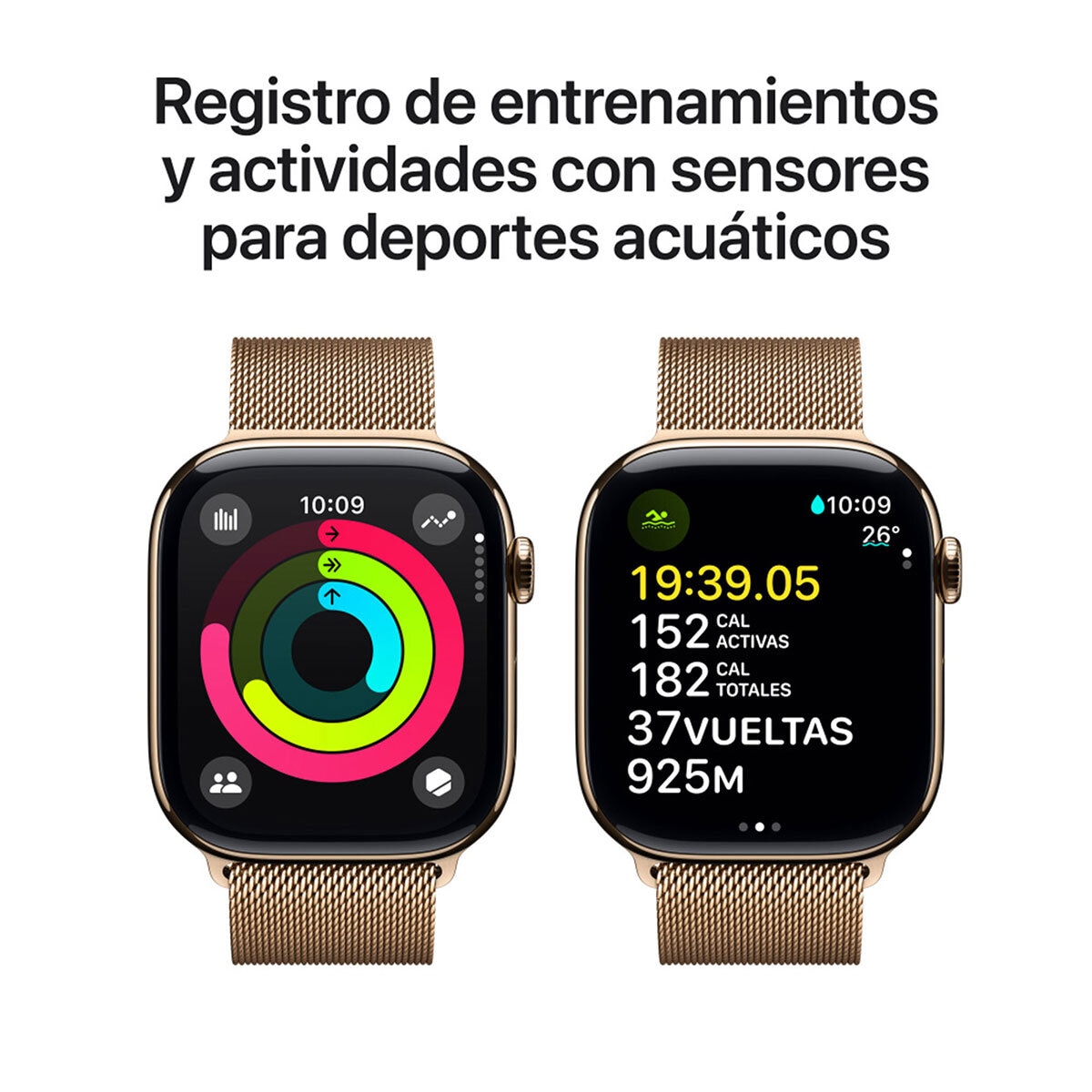 Apple Watch S10 (GPS + Cellular) Caja de titanio oro 46mm con correa Milanese Loop Oro (S/M)