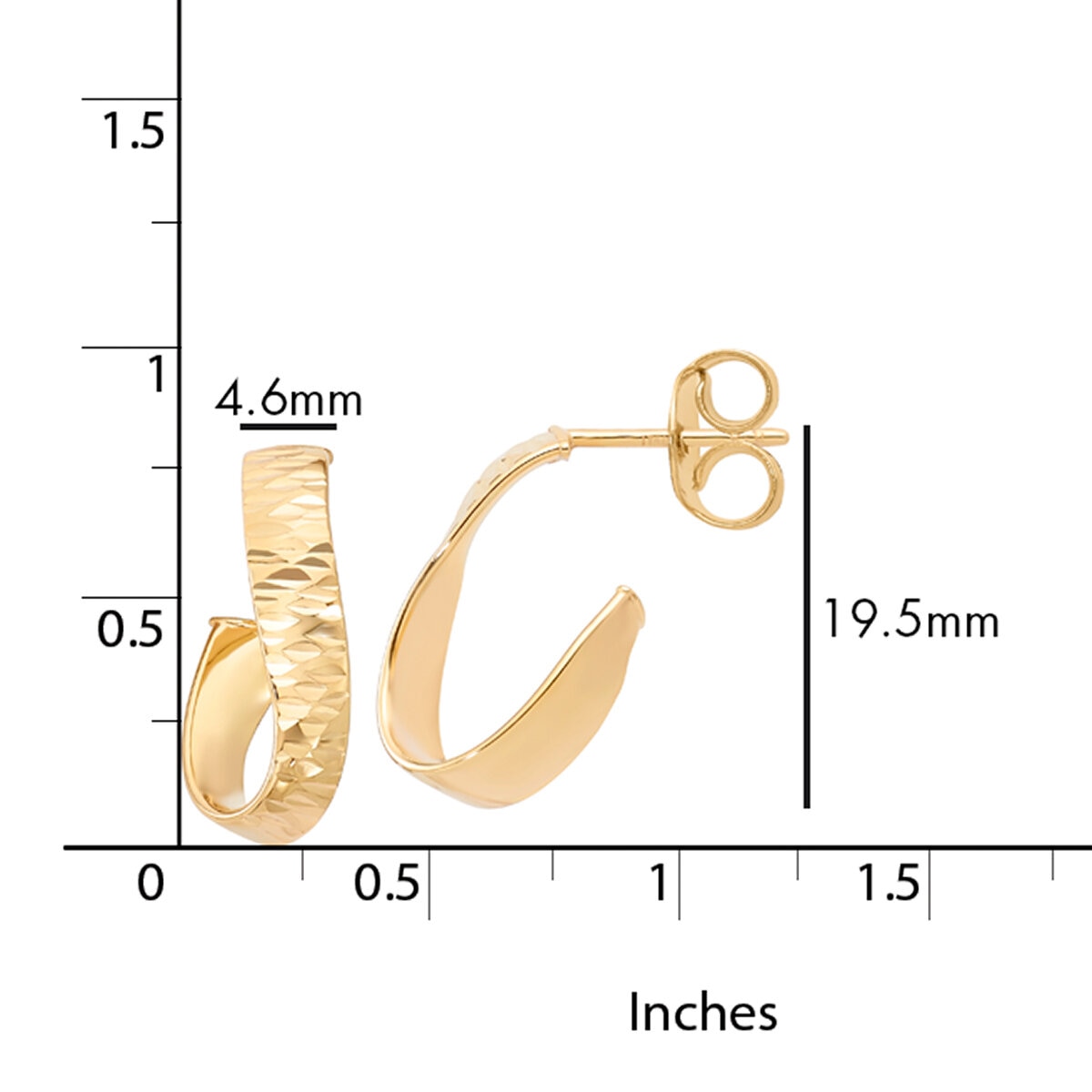 Arracadas Ovaladas Retorcidas, Oro Amarillo de 14K