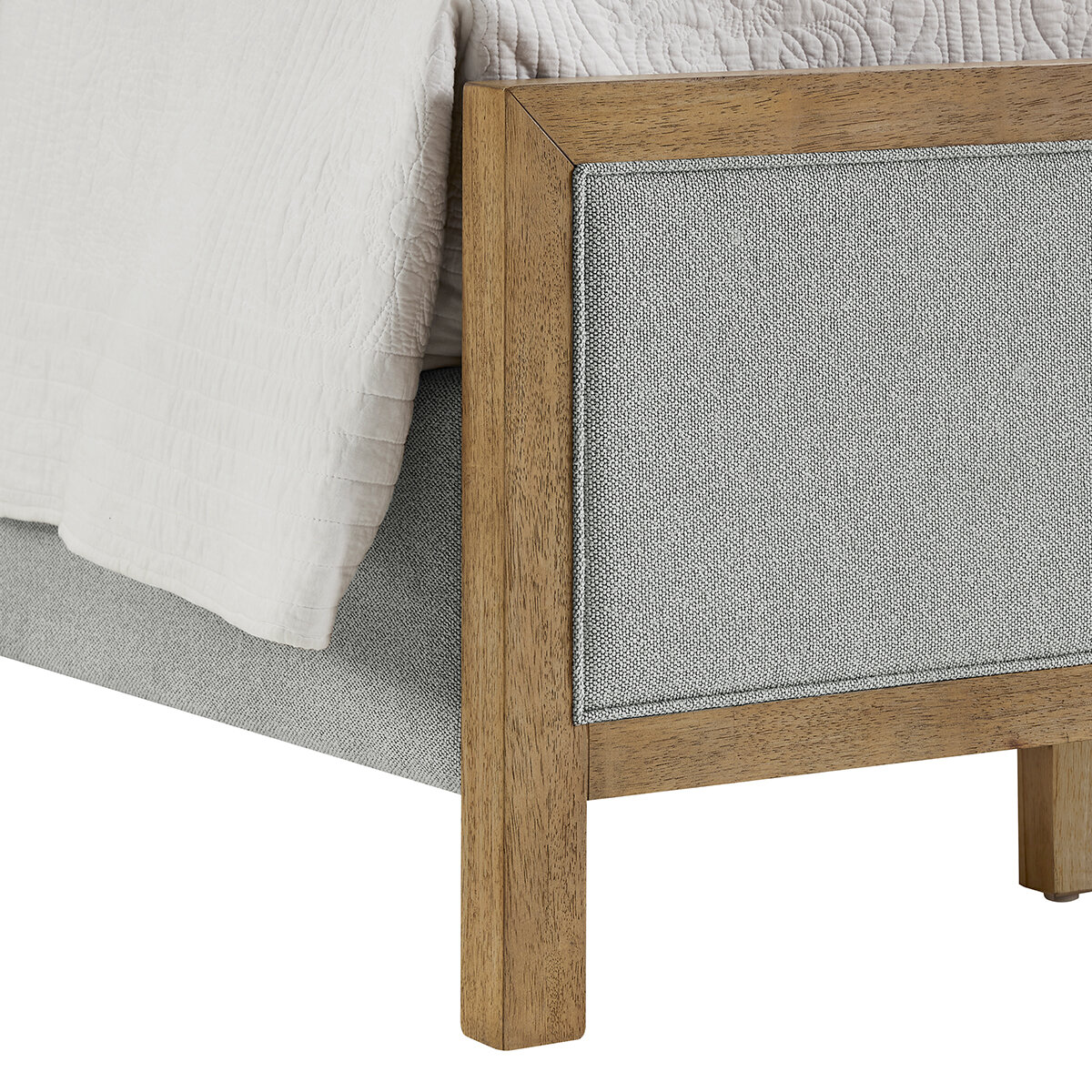 Henredon, Cama Queen con Tapizado de Tela Gris