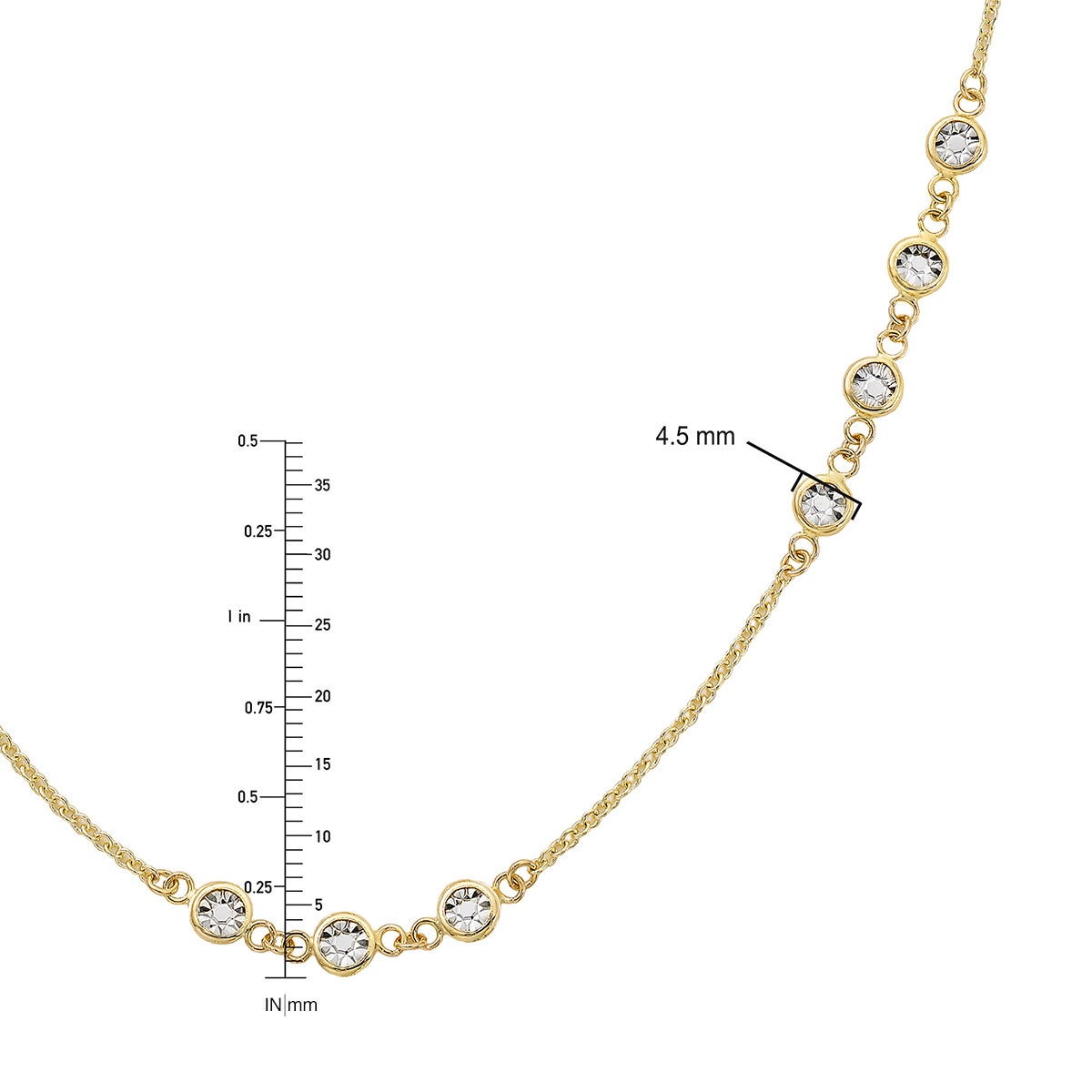 Collar de Estaciones Redondas, Oro Dos Tonos 14K Collar de Estaciones Redondas, Oro Dos Tonos 14K