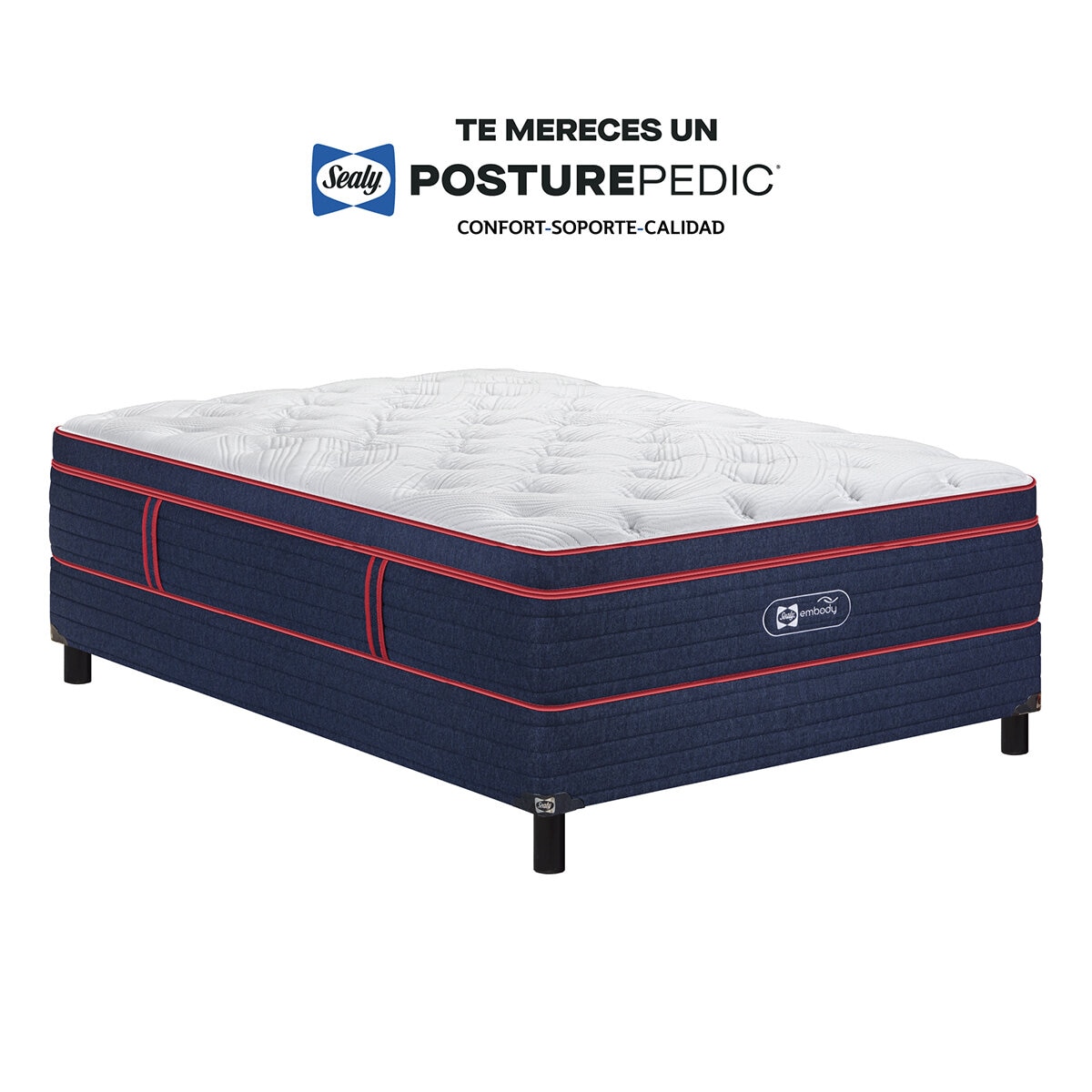 Sealy, Embody Soft Red, Colchón y Box Queen Size Sealy, Embody Soft Red, Colchón y Box Queen Size