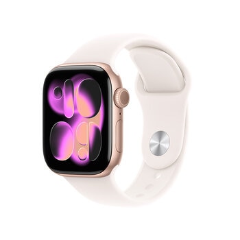 Apple Watch Series 11 (GPS) 42mm Aluminio Oro Rosa + Correa Deportiva Rubor Claro - Talla S/M Apple Watch Series 11 (GPS) 42mm Aluminio Oro Rosa + Correa Deportiva Rubor Claro - Talla S/M