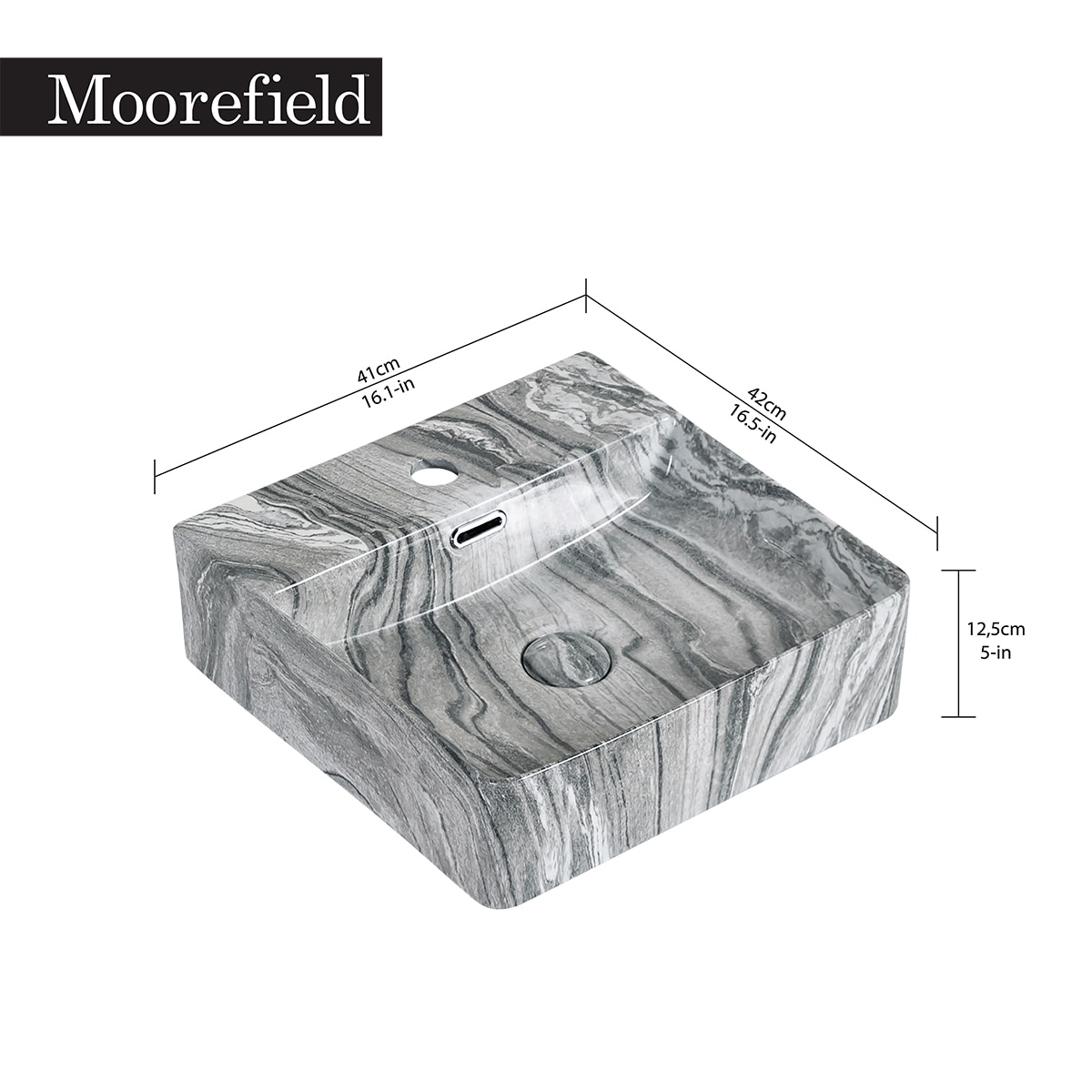 Moorefield, Lavabo de Baño de Cerámica Veteada Colombe 