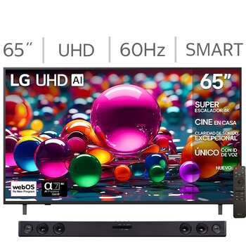 lg pantalla 65" uhd 4k smart tv + barra de sonido