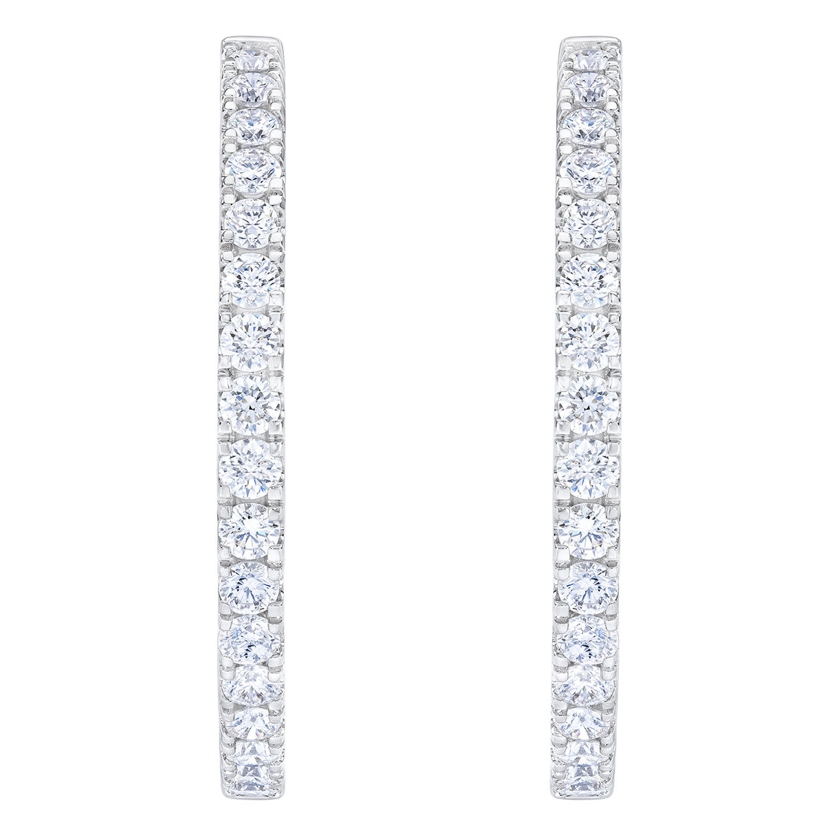 1.50ctw, Arracadas de Diamantes, Corte Redondo, Oro Blanco de 14K