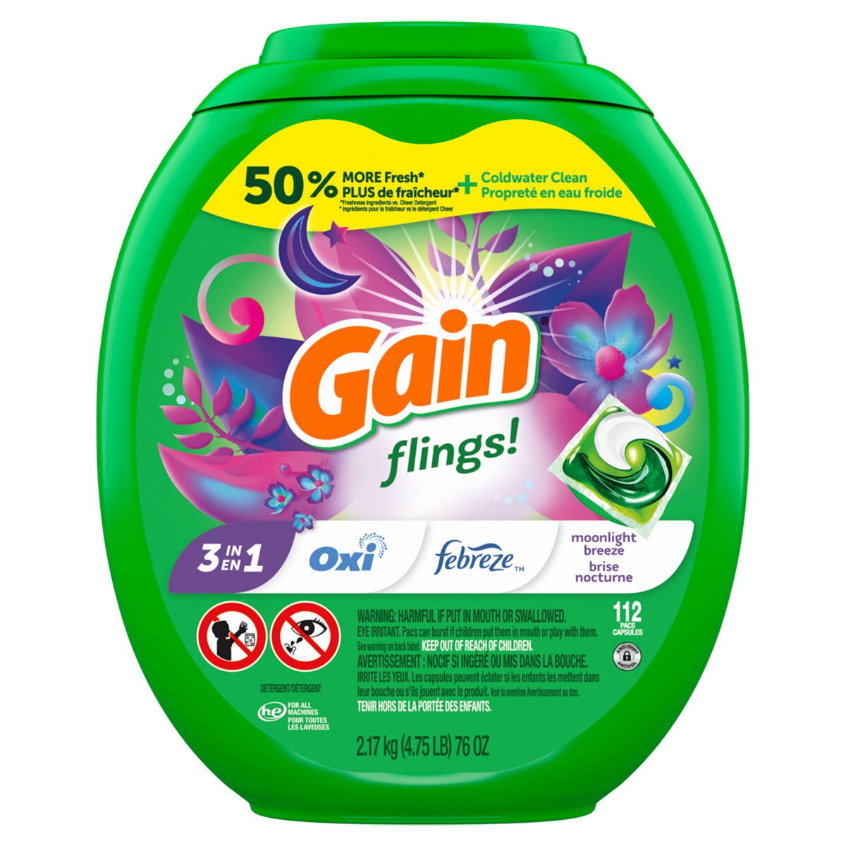Gain Flings Detergente para Ropa en Cápsulas 112 pzas Gain Flings Detergente para Ropa en Cápsulas 112 pzas