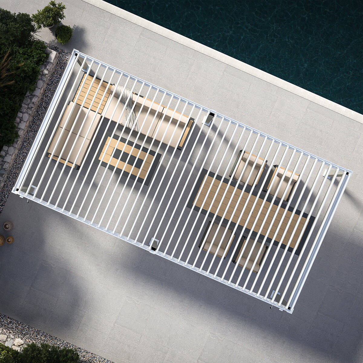 Zhengte, Pérgola de Aluminio de 3m x 6m, Color Blanco Zhengte, Pérgola de Aluminio de 3m x 6m, Color Blanco