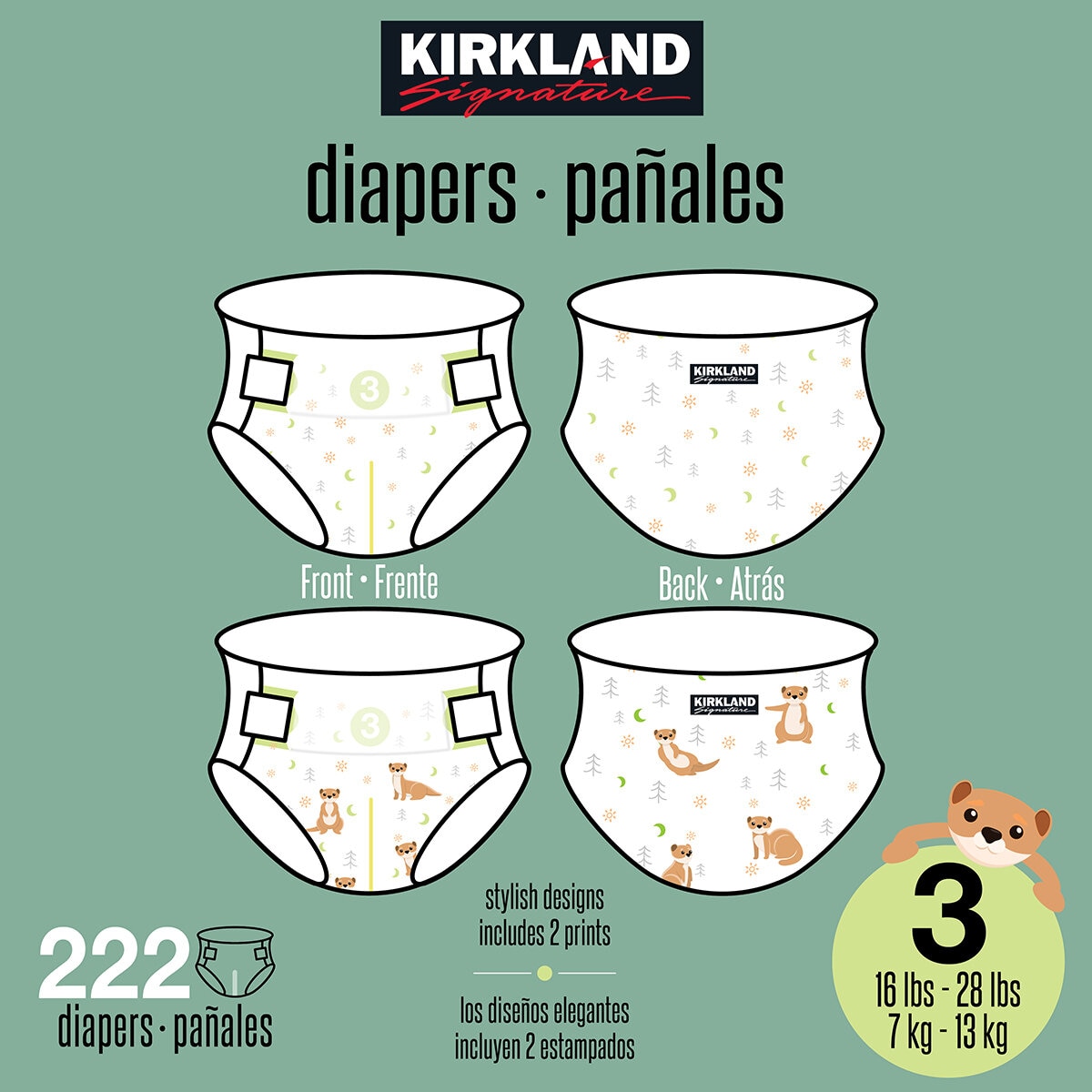Kirkland Signature Pañales Etapa 3 Unisex 222 pzas Kirkland Signature Pañales Etapa 3 Unisex 222 pzas