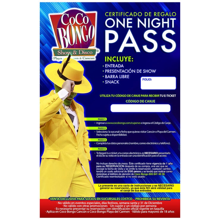 Coco Bongo Show & Disco Cancún o Playa del Carmen, One Night Pass Coco Bongo Show & Disco Cancún o Playa del Carmen, One Night Pass