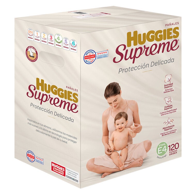 Huggies Supreme Pañales Etapa 4 Unisex 120 pzas Huggies Supreme Pañales Etapa 4 Unisex 120 pzas